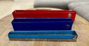 Lot of 3 Matco Tools Metal Socket Holder Trays - Red & Blue - USA Made