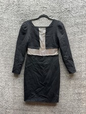Vintage Gianni Versace Wool Chainmail Mini Cocktail Dress Black Womens Size 44