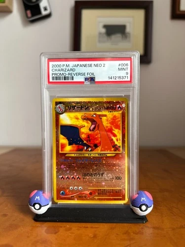2000 POKEMON JPN NEO 2 PROMO REVERSE FOIL #006 CHARIZARD PSA 9 SWIRL
