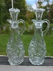 Set of 2 Vintage Anchor Hocking Star of David Oil & Vinegar Cruets Bottles