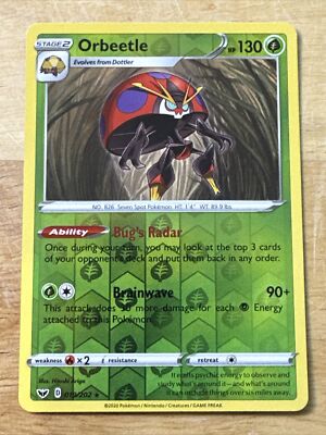 Orbeetle - 019/202 - Reverse Holo - SWSH Base Set - NM - Pokemon Card ...