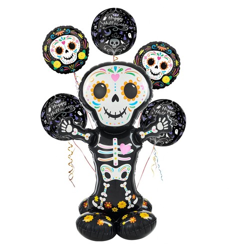 Esqueleto Iridiscente Halloween Holográfico Aire Loonz, Calavera, Luz de Luna Lámina Globo - Imagen 1 de 4