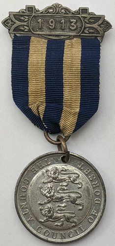 Medaglia vintage Dorset County Council Scuole, assegnata per frequenza regolare 1913