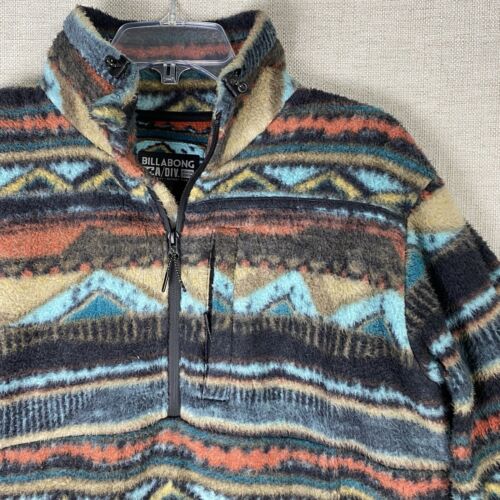 Billabong Fleece Jacket Mens M Aztec 1/2 Zip Surf Pullover Southwestern Baja - Picture 3 of 11