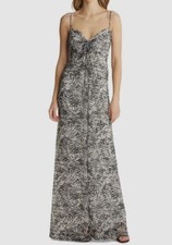 308 Tadashi Shoji Women's Ivory Leaf Print Sleeveless Gown Dress Size 6
