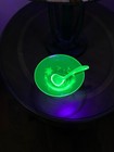 Vintage Etched Uranium Glass Condiment/Mayonnaise Dish w/ Ladle — photo 4