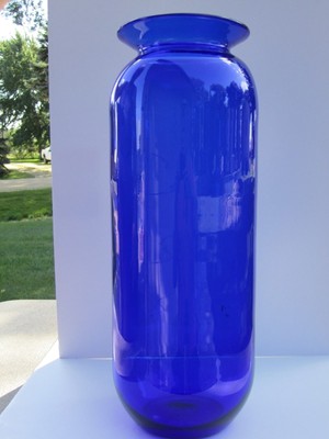 Vtg Large Blenko Glass Cobalt Blue 19 25 Tall Floor Vase Ebay
