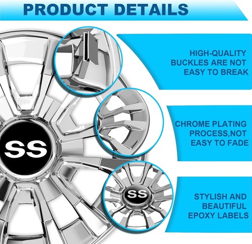 Golf Cart SS Wheel Covers, 8" Snap-on Hub Caps for Club Car, EZGO, Yamaha - 第 4/7 張圖片