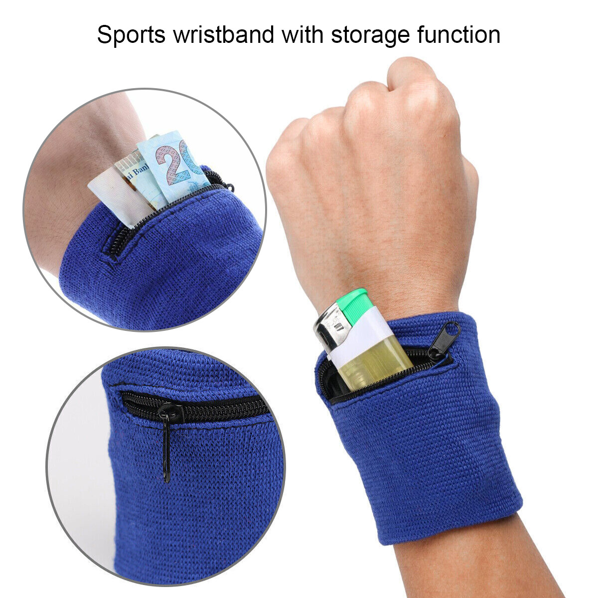 2Pcs Wrist Wallet Zipper Wrist Pouch Running Wristband Wrist Purse Band