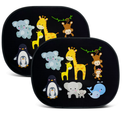 Heckbo Auto Sonnenblende Babytiere mit Mama 44cm x 36cm