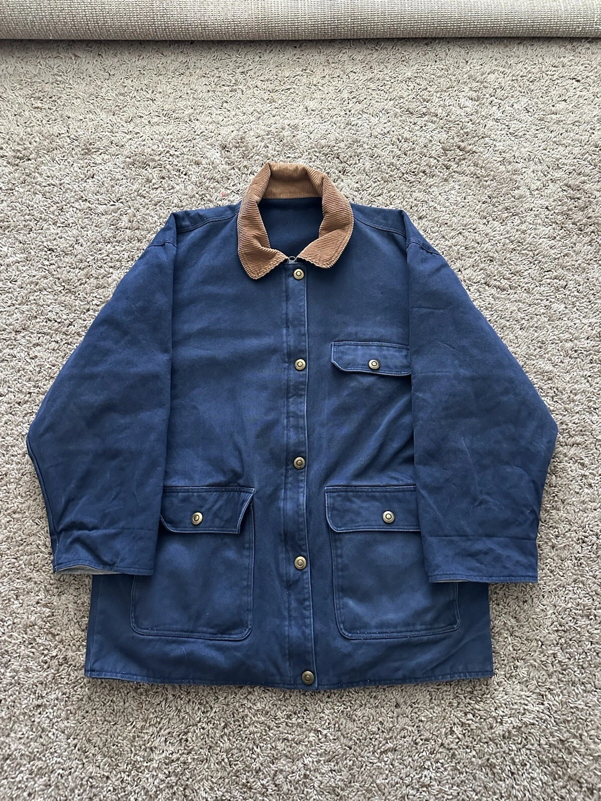 Vintage Current Seen Reversible Unisex Chore Jacket Size Large Striped 90s Y2K