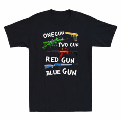 #ad #ad One Gun Two Gun Red Gun Blue Gun Funny Men#x27;s Cotton T Shirt Gift For Gun Lover $16.99