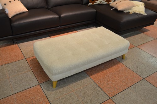 Laze Footstool Large Ottoman Foot Stool in Teddy Oat Fluffy Fabric - Picture 12 of 14