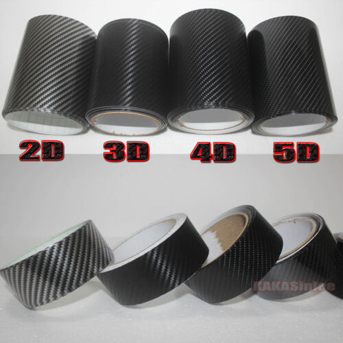 Tape Decal 2D 3D 4D 5D Texture Carbon Fiber Vinyl Wrap Car Sticker Strips Black - Picture 1 of 26