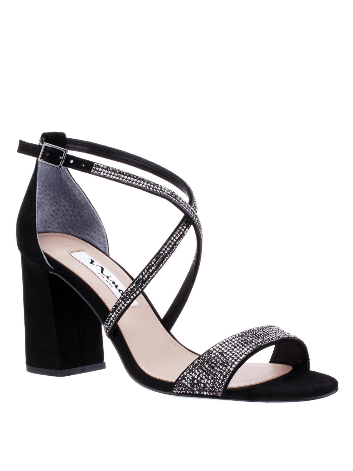 Женские черные босоножки NINA NEW YORK Henesi с круглым носком на блочном каблуке 6,5 м