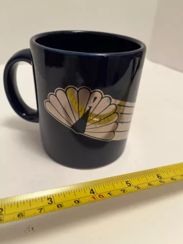 NBC Peacock Logo Gold Trim Cobalt Vintage Coffee Cup Waechtersbach W.Germany EUC
