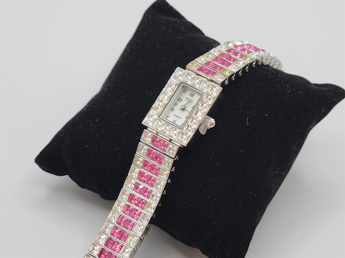 Suzanne Somers Watch Bling Pink Rhinestones Silver Tone | eBay