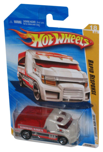Hot Wheels 2010 New Models Red & White Rapid Response Ambulance Toy #18/44 - Picture 1 of 1