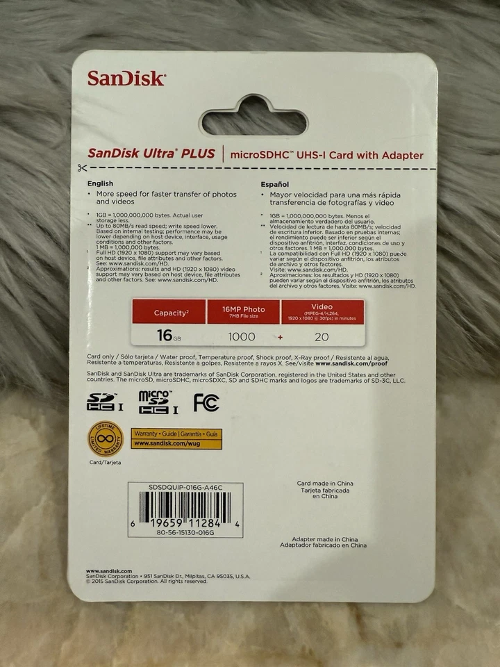 Sandisk Ultra Plus MicroSDHC - UHS-I Card With adapter 16GB - Image 2 of 2