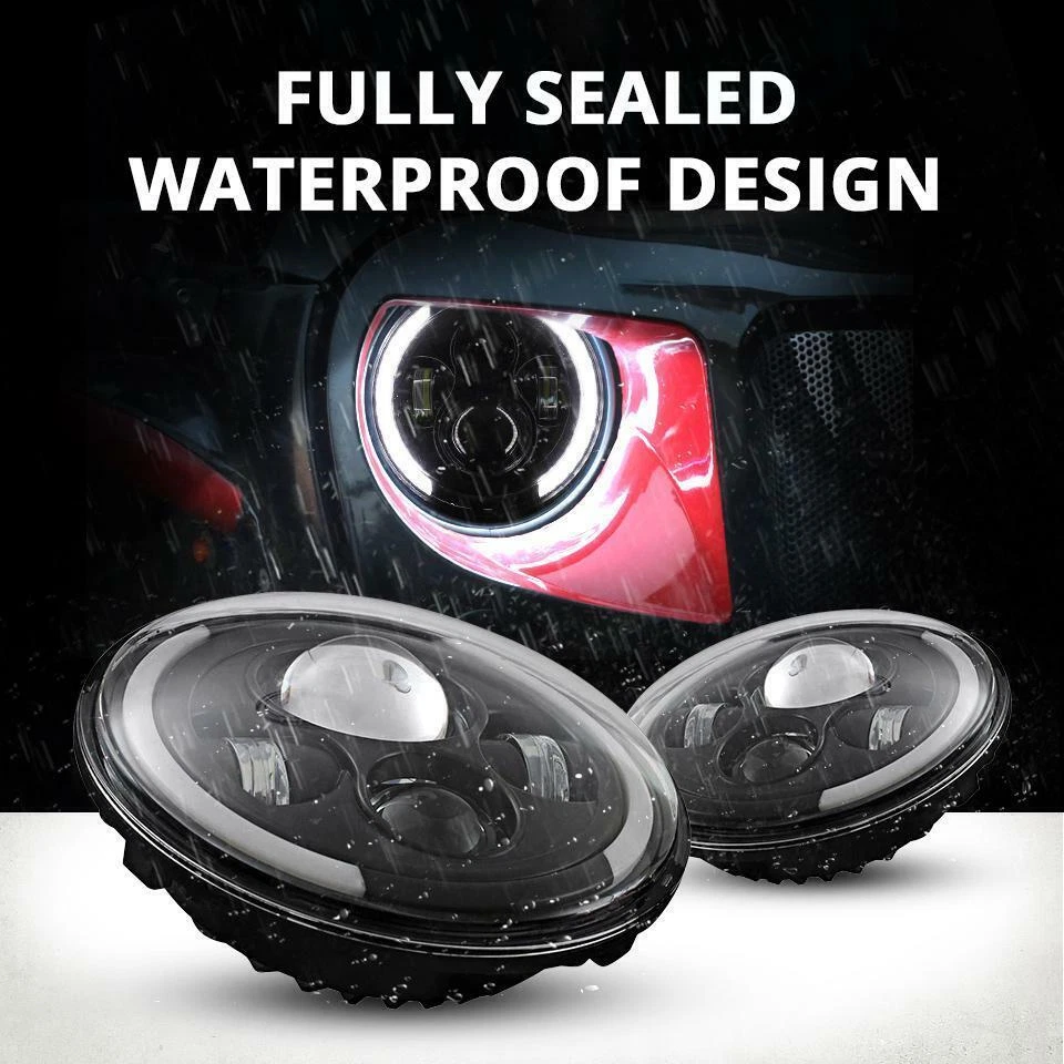 7" INCH Round LED Headlights  Hi-Lo Beam For Ford Mustang F-150 F-250 F-350 - Image 3 of 4