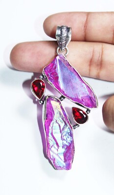 Sun Shine Druzy Hydro Garnet Gemstone Handmade Jewelry Pendant Size 3 Inches