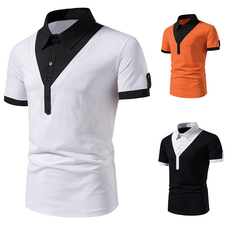 Men's Stitching Fake Two T-shirt Daily Casual Short Sleeve