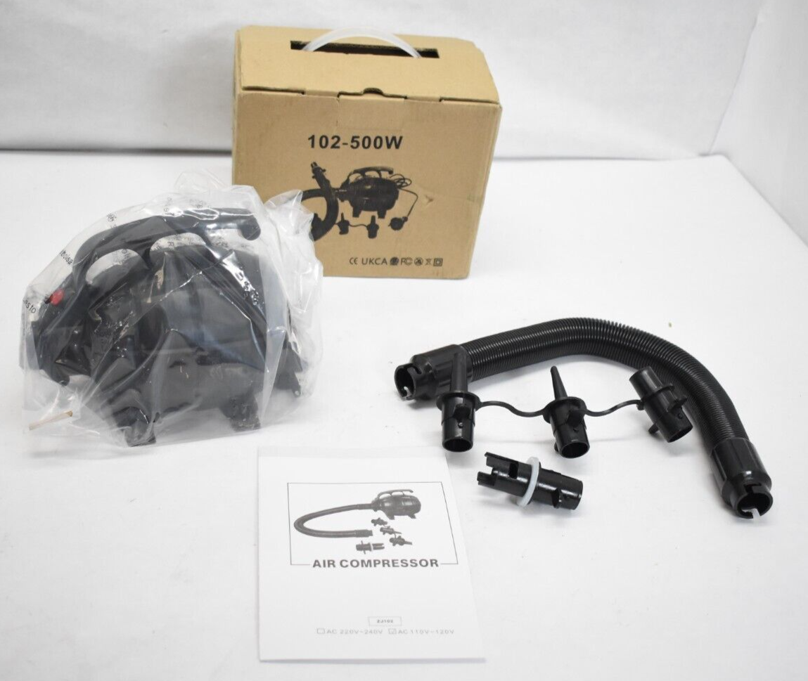 102-500W Corded Electric Air Compressor 3 Nozzles AC 110V-120V 500W Black