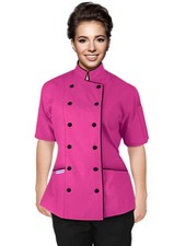 Short Sleeve Tailored Fit Chef Coat Jacket Uniform, Women Culinary Professional