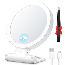 30X Magnifying Mirror with Light Double Sided Makeup Mirror with Lights Touch...