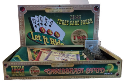 Let It Ride Three Card Poker Texas Hold Em Home Casino Game Set - New Open Box