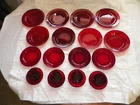 VINTAGE RUBY RED ORCOROC FRANCE DEPRESSION GLASS 4 PLACE SET