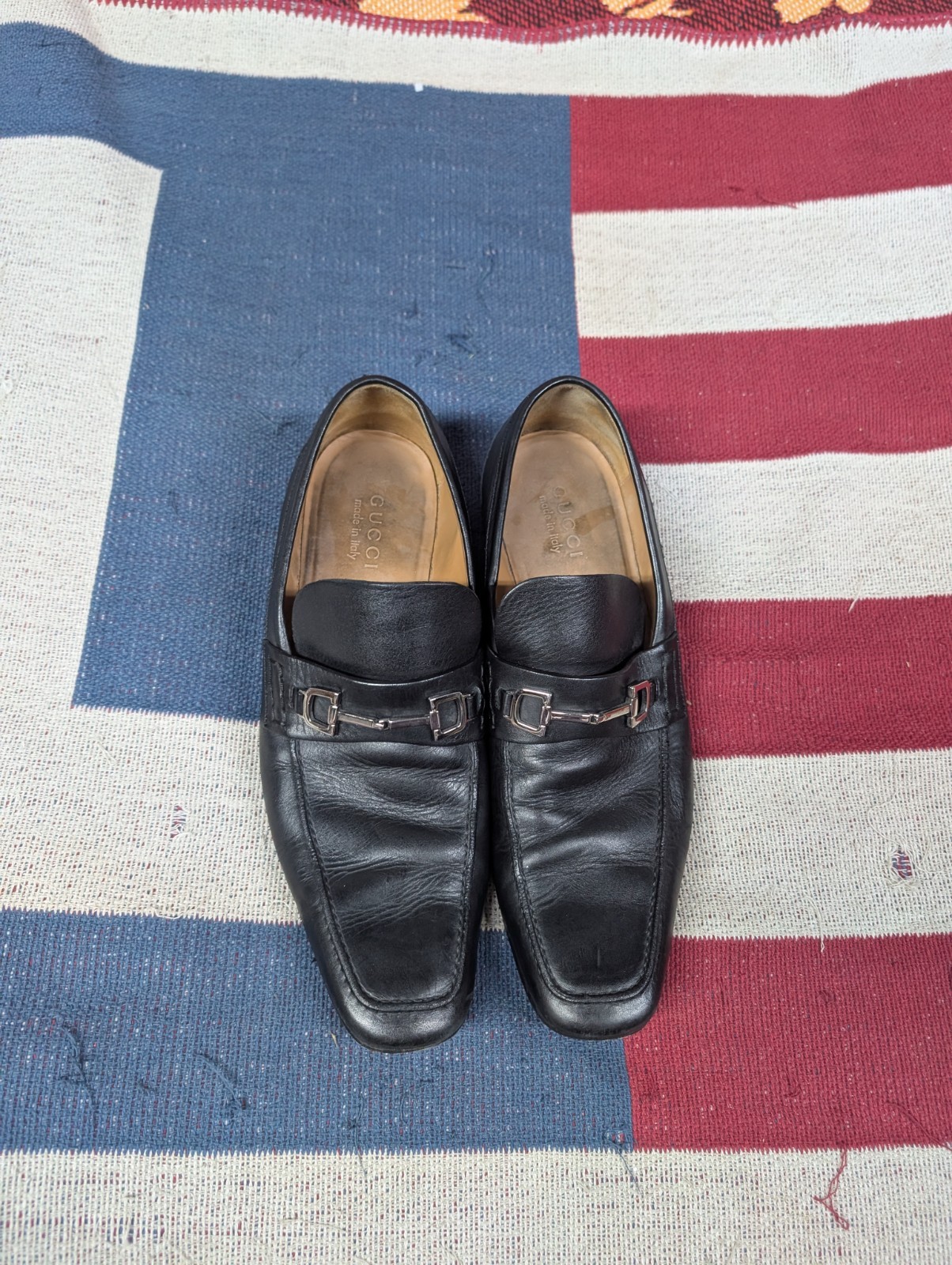 Gucci Horsebit Loafers Men's Size 9.5 M Black Leather Slip-On Dress Shoes Italy thumbnail 3