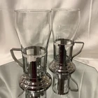 Vintage Anchor Milkshake Glass With Chrome Holder - Set of 2