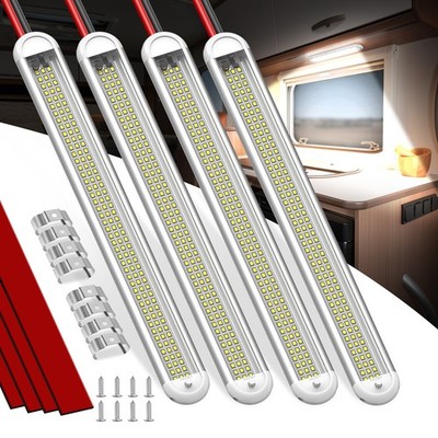 4 PCS 12V 28W 120-LED Interior Light Bars Strip, 2800LM LED Lights ON/Off Switch