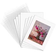 8x10 White Picture Mats Core Bevel Cut Frame Mattes for 5x7 Pictures Pack of 12