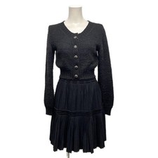 Auth CHANEL - P34252K00949 Dark Gray Black Outer material wool, cashmere Dress