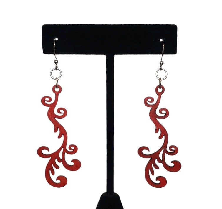 Estate Unsigned Red Falling Vine Lightweight Lase… - image 1