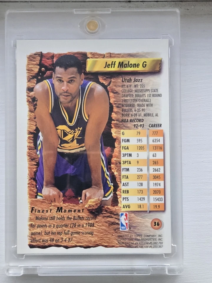 Topps Finest 1993-94 - Jeff Malone #36 Foto 2 de 2