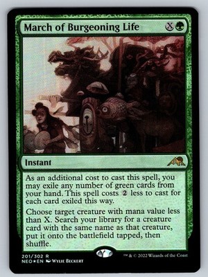 MTG March of Burgeoning Life Foil R Kamigawa: Neon Dynasty 201 NM