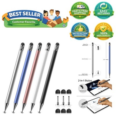Stylus 5 Pcs Set - 2-in-1 High Precision Touch Screen Pen for iPad and Android