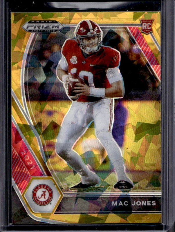 2021 Panini Prizm Draft Picks Collegiate Mac Jones RC Gold Ice #104 Crimson Tide