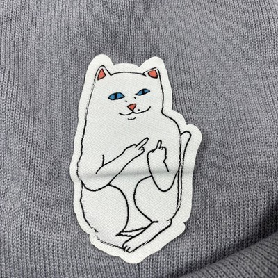 Rip N Dip Gray Beanie with Cat Design NWOT RIPNDIP Lord Nermal Beanie, Cat Beanie for Women and Men  main image 2