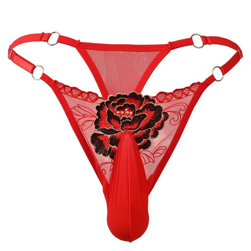String G transparent en dentelle pour homme sous vêtement respirant avec pochet - Picture 8 of 27