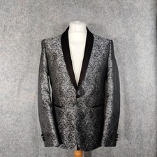 Next Tuxedo Jacket Mens Size 40R Slim Grey Baroque Paisley Smoking Dinner Party