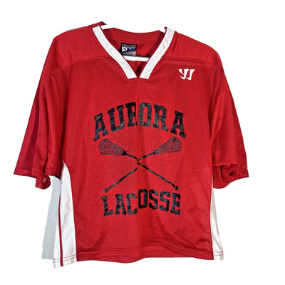 Warrior Youth Lacrosse Jersey Red #7 Mesh Practice Shirt YL Aurora Team