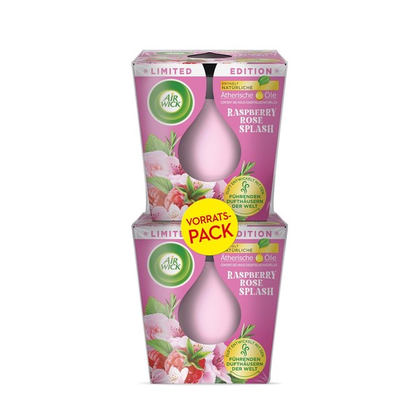 Duftkerze Air Wick DUO 2X Glas - Himbeer-Rosen Splash - ÄTherische ÖLe-image