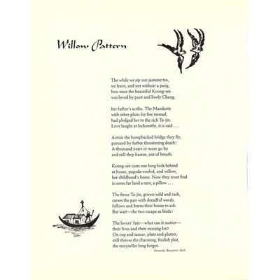Willow Pattern Amanda Benjamin Hall 1970s Poem Retro Kitsch Wall Art SE5
