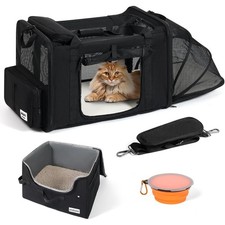 Extra Large Expandable Cat Carrier for Car Travel Soft Sided Crate for 1 Large