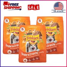 3 Pack, Purina Friskies Tender and Crunchy Dry Cat Food Flavors of Chicken 16 lb