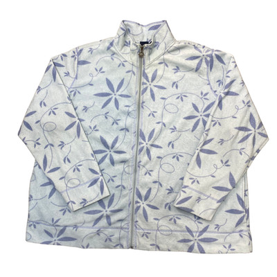 Basic Edition blaue Fleecejacke Crazy Abstract Floral Damen 3XL